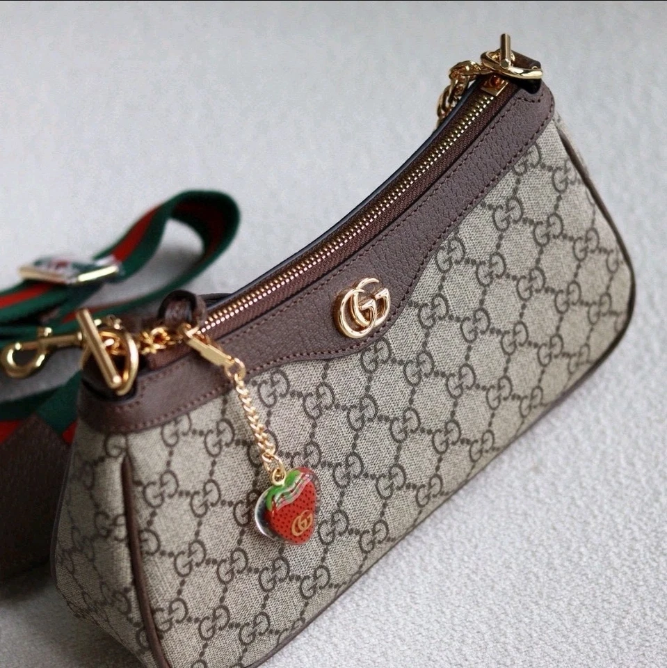 Bolso Bandolera Gucci GG Ophidia Marrón y Beige Foto 2 de 4