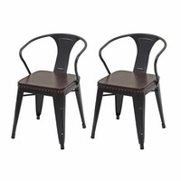 2Er-Set Stuhl Hwc-H10D, Esszimmerstuhl, Metall Kunstleder Gastro, Schwarz-Braun