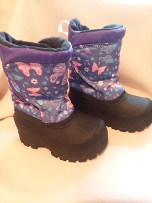 Northside Childrens Purple Butterfly Winter Boots Sz Thinsulate