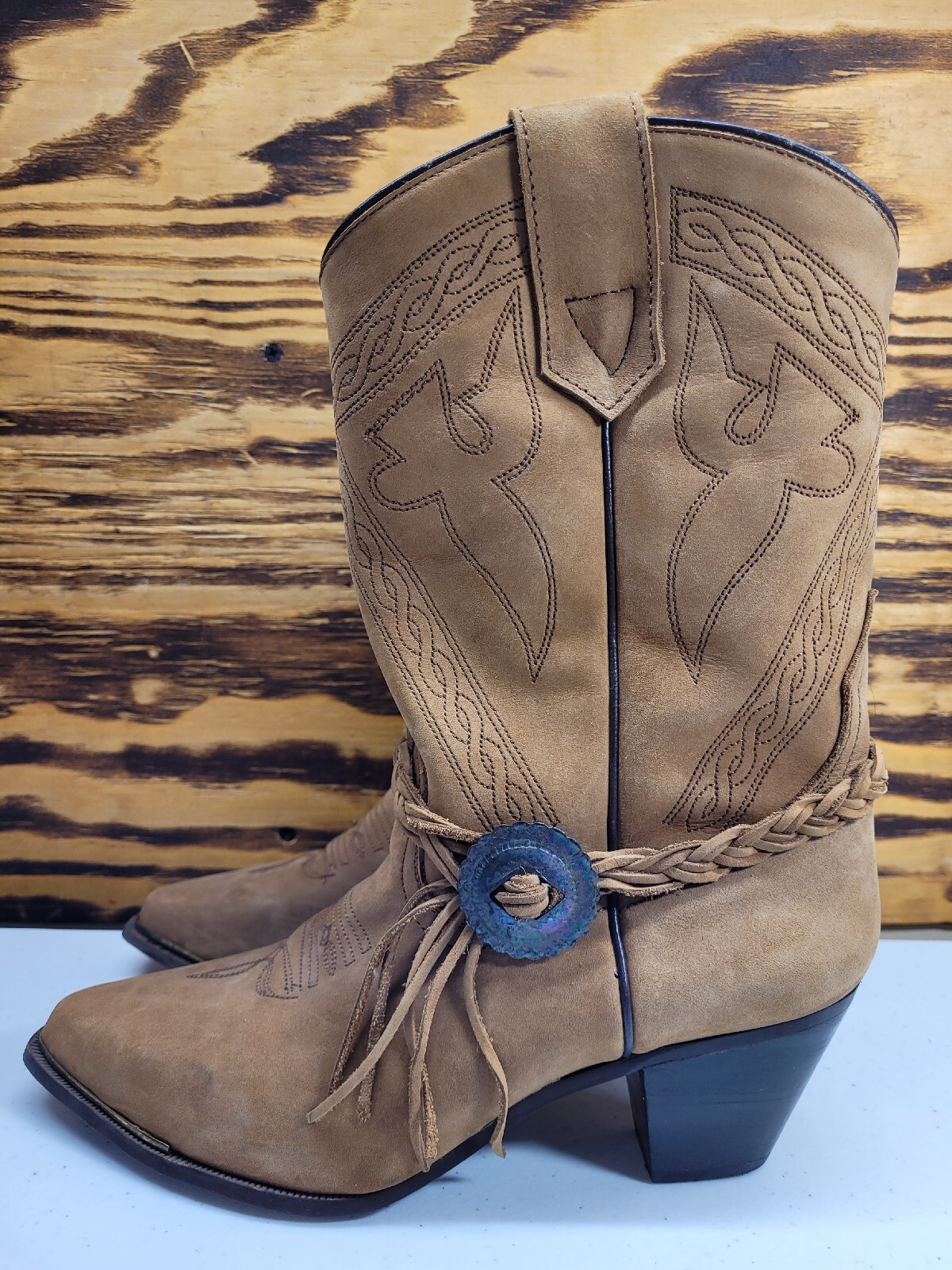 Oak Tree Farms Women's Western Leather Boots Size 8.5 Gem
