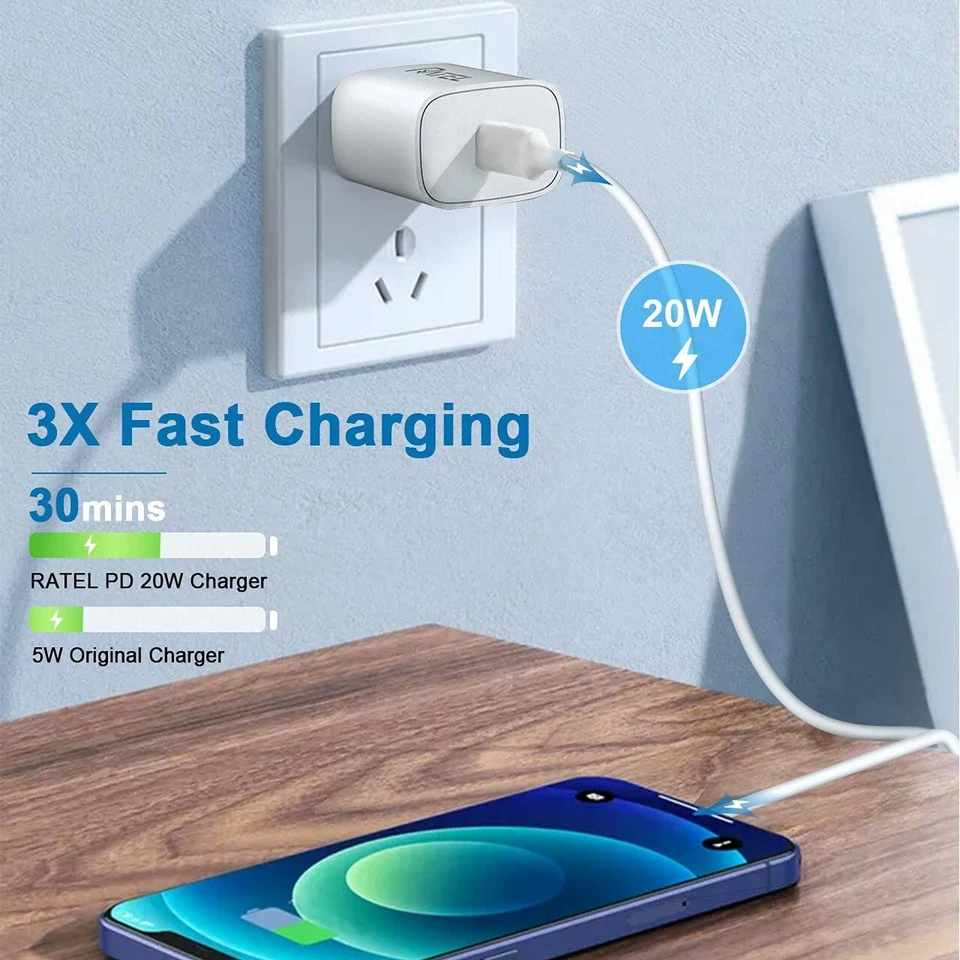 For iPhone 12 Pro/11/13 Pro Max/XR/iPad Fast Charger 20W PD Power Adapter Type-C - Image 2 of 4