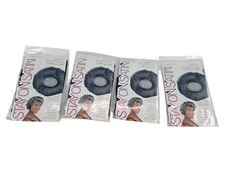 Lot 4 Stay On Satin Edge Bonnet Style 600 Women's Hair Wrap for Sleeping Black