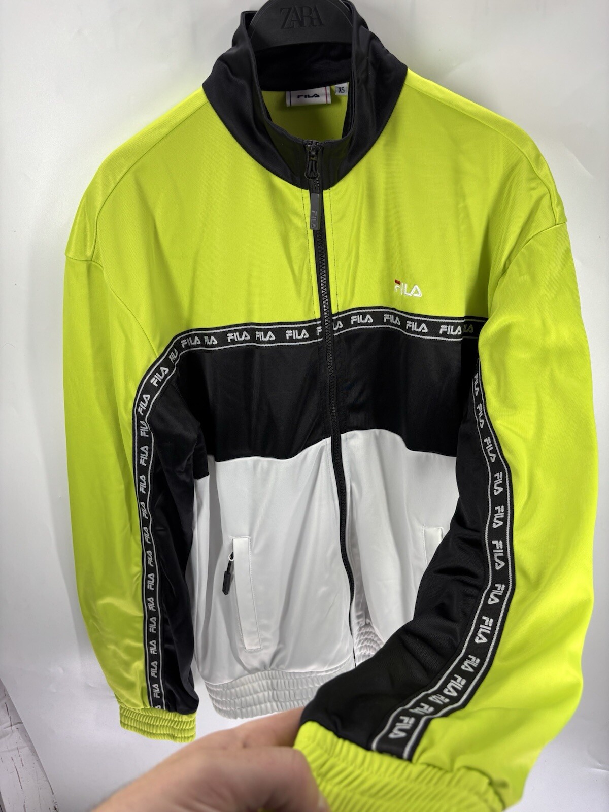 FILA Full Zip Jacket Track Green UK XS Vintage Retro Rare Streetwear Casual image 3