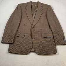 Hart Schaffner Marx Blazer Men's Sport Coat 41R Brown Wool Windowpane Vintage