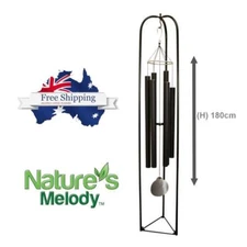 165cm Natures Melody Metal Wind Chime & Stand Black Finish Hand Tuned Outdoor