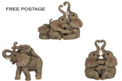 NEU HARZ ELEFANT BABY PAAR ODER FAMILIE ORNAMENT SEHR NIEDLICH