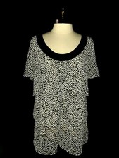 AVENUE Plus Size 1X 14W 16W Blouse Shirt Top Black White Tiered Ruffles