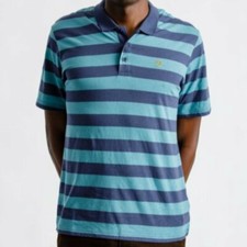 Brixton Men's S/S Polo Shirt HILT II - Aqua/Washed Navy - Large -NWT - LAST ONE