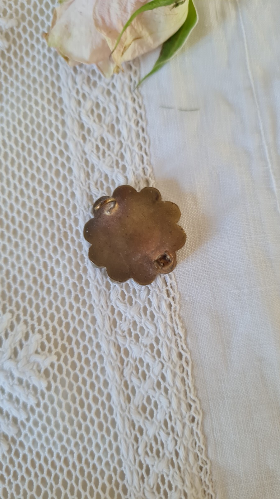 ANCIENNE BROCHE PORTE Photo Pierre Noire Etoile En Perles Jewel EUR 24