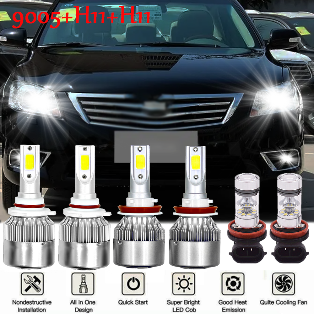 For Toyota Camry 2007 2008 2009-2013 2014 Combo 6×LED Headlight Fog Light Bulbs