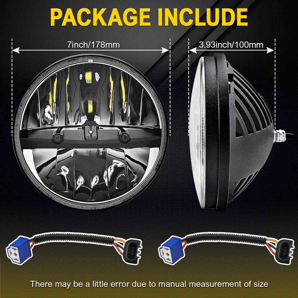 E-Geprüft Paar 7 Zoll LED Scheinwerfer E24 Für Jeep Wrangler CJ JK 2008-2017 - Bild 2 von 4