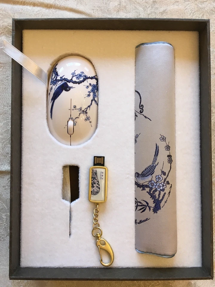 ALFOMBRILLA DE RATÓN Y RATÓN CHINA VINTAGE Y MEMORIA USB ARTE CERÁMICA ARTE Foto 3 de 4