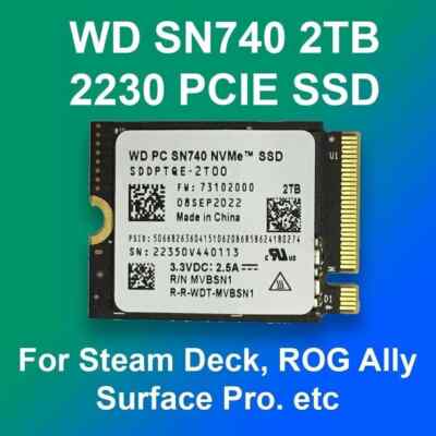 WD PC SN740 M.2 2230 SSD 2TB NVMe PCIe Steam Deck / Surface / ROG 