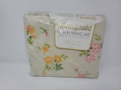 Springmaid NEW Double Fitted 54 x76 ''Spring Sampler'' No-Iron Marvelaire Vintage