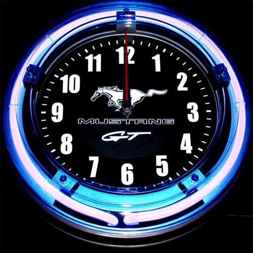 Reloj de pared MUSTANG GT LOGO - 11" azul neón  - Imagen 1 de 1