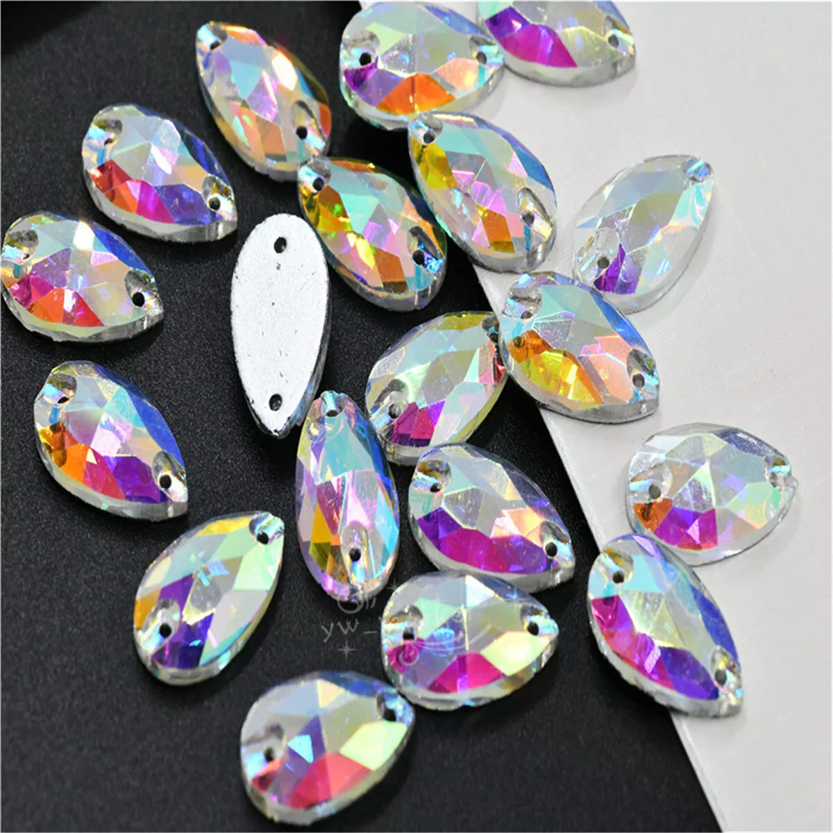 Wholesale flatback rhinestone crystal AB teardrop Applique belly Costume  sew on