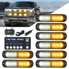 8pcs Amber LED Hide-A-Way Side Marker Strobe Lights Kit w/ Control Box 12V Truck
