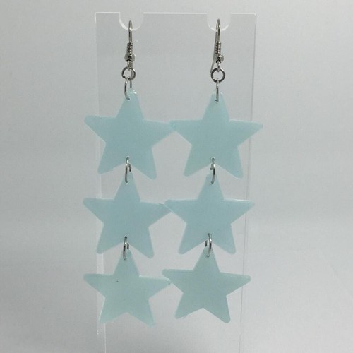 Glow in the dark star earrings , acrylic lightweight Kitsch Fun 5cm to 16cm long - Picture 52 of 90