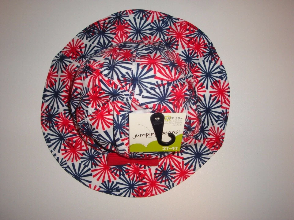 Sombrero cubo rojo blanco y azul floppy fuegos artificiales ~ talla 2-4T ~ nuevo con etiquetas Foto 2 de 4