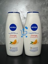 Image of Nivea Orange & Avocado Oil Shower Cream & Bath Foam 2 x 750 ml Large Bottles