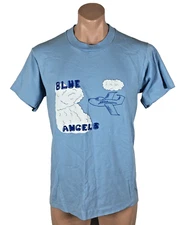 Vintage Screen Stars Best Blue Angels Jet Airplane M.M.S. Spartans t-shirt L USA