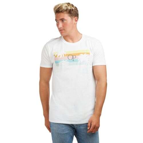 Ocean Pacific Mens Palm Tree Stripes Surf T-shirt White