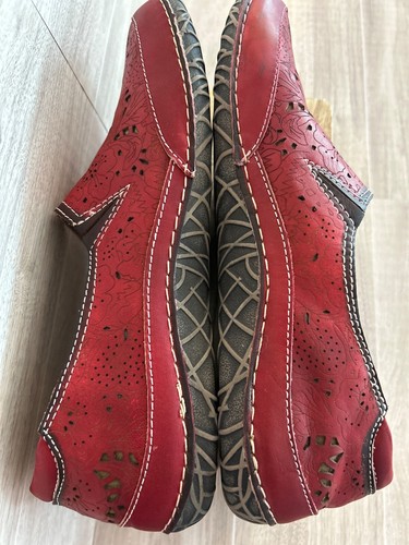 L'Ariste Spring Step Red Libora Women's Handpainted Leather Loafer Size 40 - Picture 6 of 13