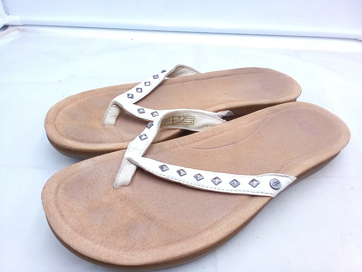White ugg cheap flip flops