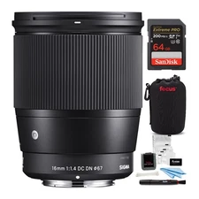 Sigma 16mm f/1.4 DC DN Contemporary Lens for Micro Four Thirds Bundle