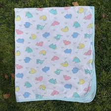 VTG Carter  s Pastel Farm Animals Baby Blanket Cow Sheep Pig Duck Cotton USA 90s