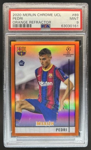 2020-21 Topps Merlin Chrome UEFA Pedri RC Orange Rookie #/25 Barcelona PSA 9