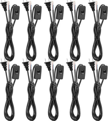 10 Packs Lamp Cord with Plug and Switch Light Set 6 Feet Prong Power Cord with M