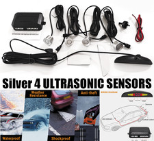 Car 4Parking Silver Sensors Led Backup Reverse Rear Radar System Alert Alarm Kit