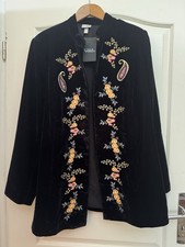 Damen Jacke Long Blazer  schwarz Samt Gr. 52 ...