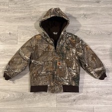 Carhartt Jacket Youth Boys Medium 10-12 Camouflaged Realtree Quilted w/ Hood