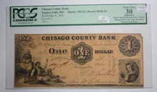 1859 $1 CHISAGO COUNTY BANK TAYLOR FALLS MINNESOTA (16 KNOWN RARE)