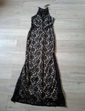 Gossip LA Black Lace Strappy Midi Maxi Dress BNWT Sequinned Evening Party UK12