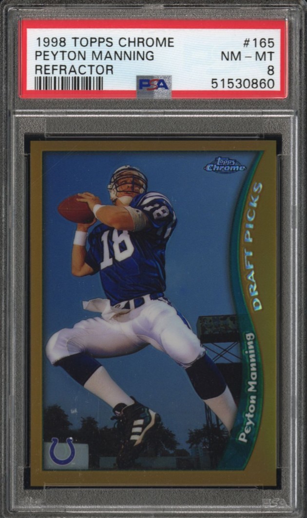 Peyton Manning RC 1998 Topps Chrome #165 Refractor PSA 8
