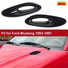 Glossy Black Hood Center Grille Scoop Trim Cover Set For Ford Mustang 1993-1997