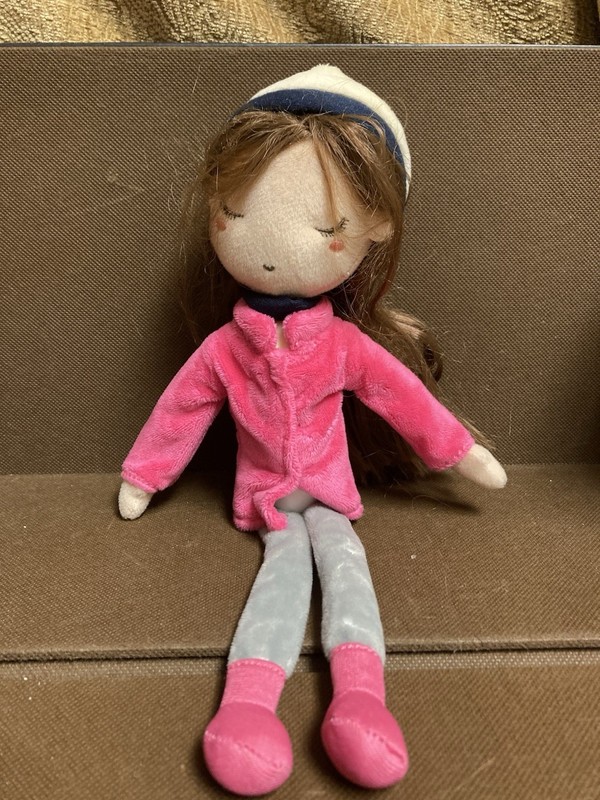 Little Lilly Sitting Doll Plush Scarf Pink Sweater
