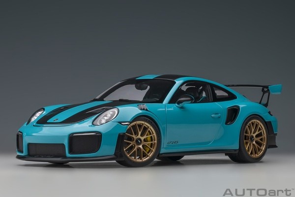 Porsche 911 (991.2) GT2 Rs Weissach 2017 Miami Blau Modellauto 1:18 Autoart-image