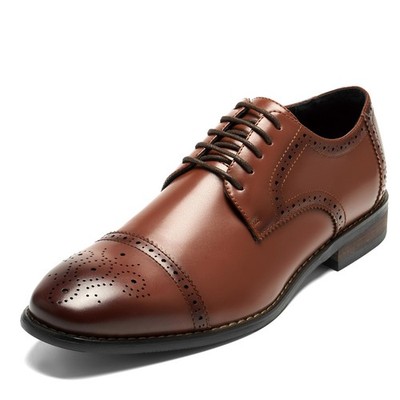 HEEZ Men Dress Shoes Classic Cap Toe Oxfords Lace Up Brogue Shoes Wedding Office