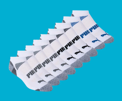 Puma Men's No Show Low Cut Socks, 10 Pair White Or Black Size 6-12