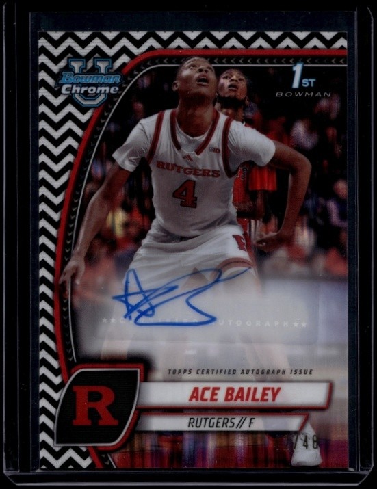 2024-25 Bowman Chrome Ace Bailey #1 1st Auto Black White Stealth Refractor /48
