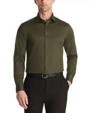 Calvin Klein STEEL Men's Slim Fit Dress Shirt Forest 16.5 34/35 Style 33K6017