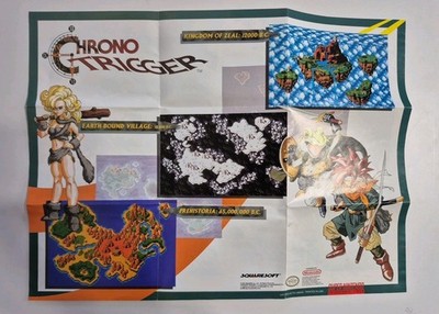 Rare SNES Chrono Trigger Foldable Poster Map Super Nintendo Original *MAP ONLY*