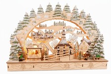 Schwibbogen Lichterbogen Holz LED Dorfmotiv Kirche Weihnachtsdeko Fensterdeko