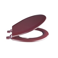 Round Soft Adjustable Hinge Vinyl or Wood Toilet Seat Close Lid Set, Burgundy