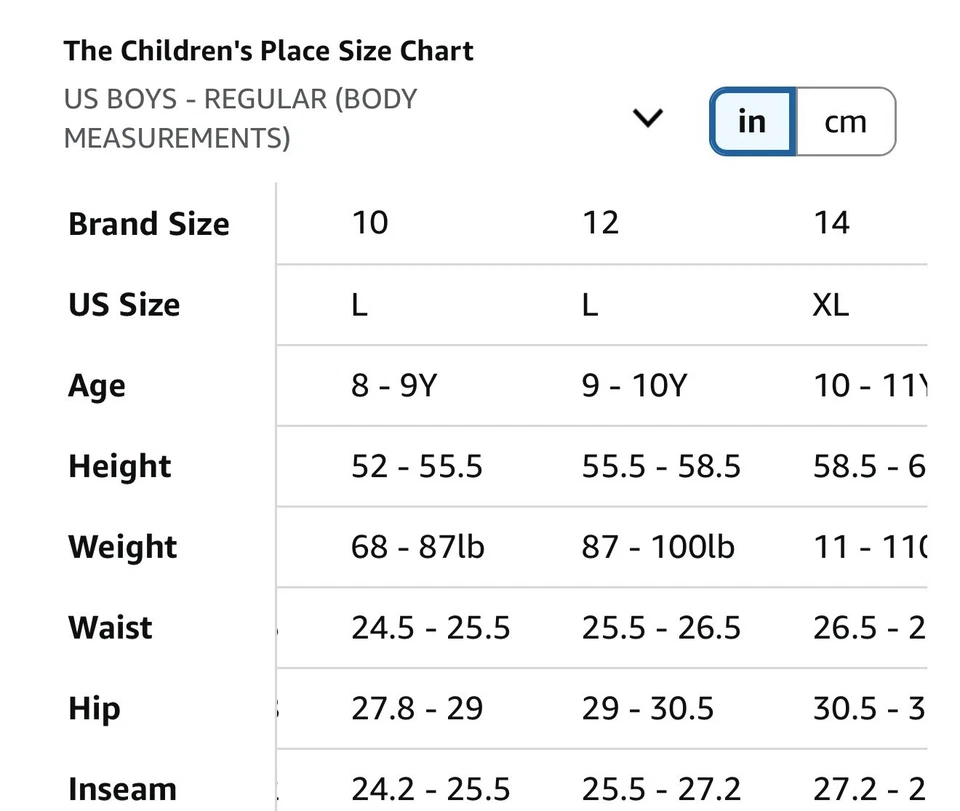 NEW Children’s Place Boys Sz 12 Quick Dry Uniform Chino Pants Concert Black - Image 2 of 3