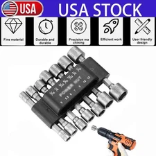14pc POWER NUT Driver Bit Set Dual 1/4 Quick Change SAE & Metric MM Detent Shank